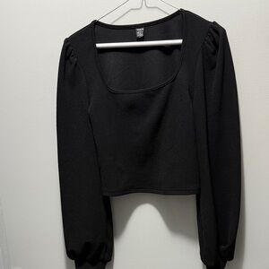 SHEIN Black Square Neck Blouse